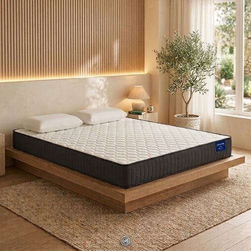 Ensemble matelas ressorts 160x200 cm ép. 20 cm avec 2 oreillers SIMON vue d'ambiance 1