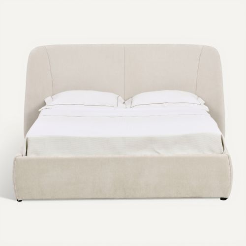Lit coffre 160x200 cm RITA tissu velours beige vue de face