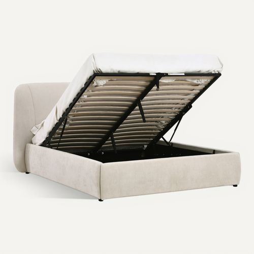 Lit coffre 160x200 cm RITA tissu velours beige