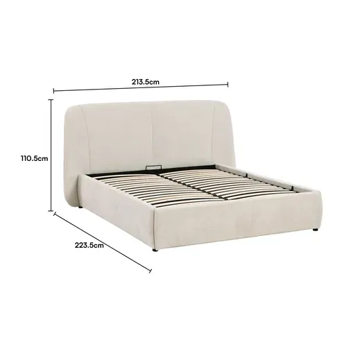 Lit coffre 160x200 cm RITA tissu velours beige