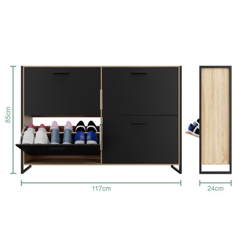 Meuble à Chaussures - Armoire à Chaussures Couleur Noir / Bois