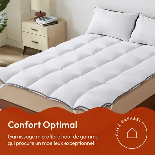 Surmatelas 180x190 Cm, 600gsm, Extra Moelleux, Blanc
