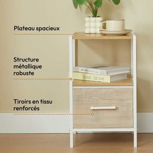 2 Tables De Chevet Avec Tiroir En Tissu Renforc Effet Bois Table De 2-tables-de-chevet-avec-tiroir-en-tissu-renforc-effet-bois-table-de