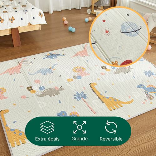 Tapis D’éveil Bébé 180×200 Cm, Pliable, Motifs Jurassique
