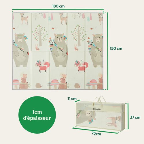 Tapis D’éveil Bébé 180×200 Cm, Pliable, Motifs Ours Chasseur