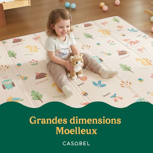 Tapis D’éveil Bébé 180×200 Cm, Pliable, Motifs Ours Chasseur