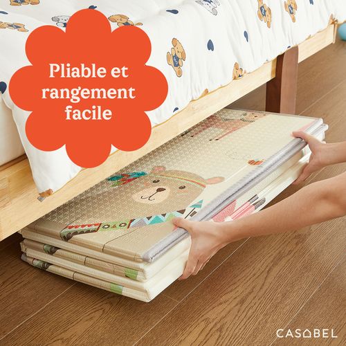 Tapis D’éveil Bébé 180×200 Cm, Pliable, Motifs Ours Chasseur