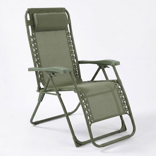 Chaise Pliante Zéro Gravité Vert Sauge, Fauteuil Jardin Inclinable