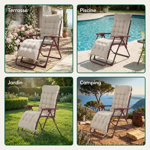 Chaise Pliante Zéro Gravité Terracotta Avec Coussin Deperlant