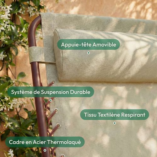 Chaise Pliante Zéro Gravité Terracotta Avec Coussin Deperlant