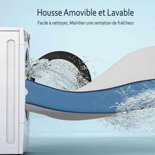 Surmatelas 160 X 200 Cm à Mémoire De Forme - Epaisseur 7 Cm - Double Face Réversible + Housse Coton