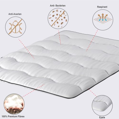 Surmatelas Nuage 140x190 Cm En Microfibre - Confort Optimal - Moelleux, Respirant