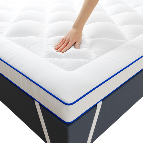 Surmatelas Confort 140x200 Cm Respirant Microfibre - 1000gr - Liseré Bleu