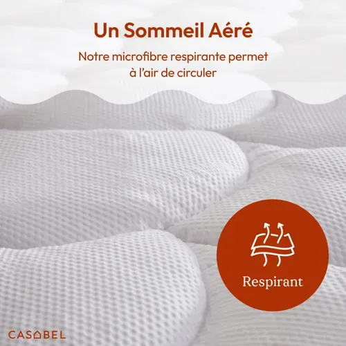 Surmatelas Rafraîchissant 160x200 Cm Microfibre Gaufrée Premium Blanc, 4 Cm, Fixation Élastique