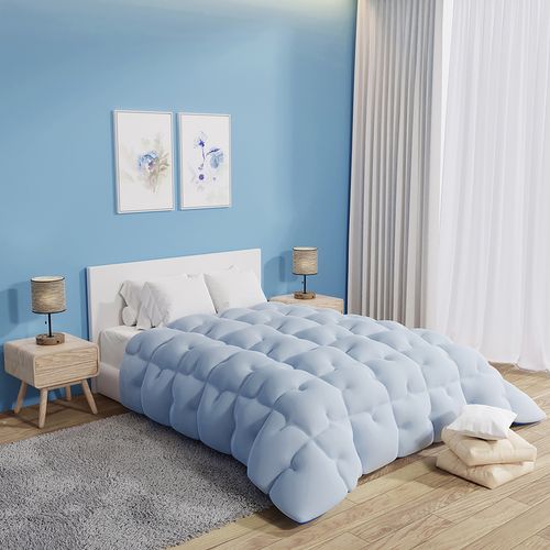 Couette Chaude 200x200cm Hiver - Garnissage 700 GSM Fibre Creuse, Anti-acariens, Lavable