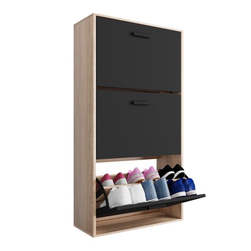 Meuble à Chaussures CATAVANA 5 étagères - Capacité 18 Paires, Portes Vintage, Bois Imitation - Dimensions 60x24x113 Cm Pour Entrée Et Couloir