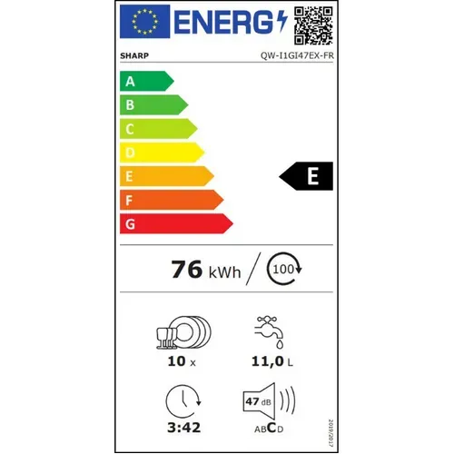 Lave-vaisselle intégrable SHARP QW-I1GI47EX 10 couverts