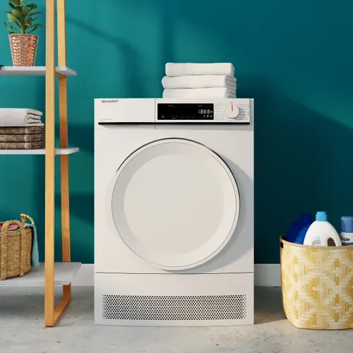 Sèche linge hublot SHARP KD-NCB8S7PW91-FR 8kg vue d'ambiance 1