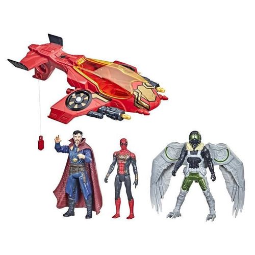 3 Figurines Jet Araignée - 15 Cm, 1 Véhicule Et 4 Projectiles - Marvel Spider-man