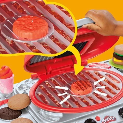 Playdoh Délices Grillés Bbq Factice, Coffret De Pâte à Modeler Avec Sons Et Lumieres, 17 accessoire