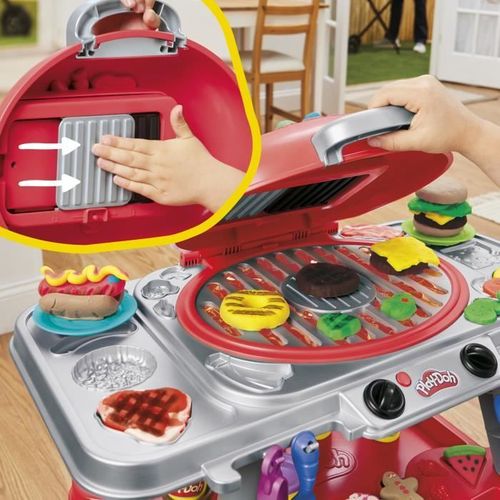 Playdoh Délices Grillés Bbq Factice, Coffret De Pâte à Modeler Avec Sons Et Lumieres, 17 accessoire