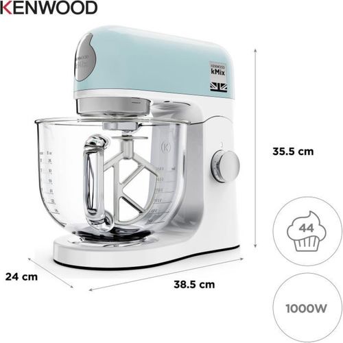 Robot Pâtissier Multifonction 1000w, Bol Verre 5 L, 6 Vitesses