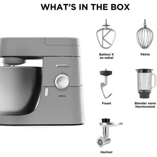 Robot Pâtissier Multifonction - Kvl4170s - Chef XL - Blender 6,7l + Hachoir Métal - Coloris Silver