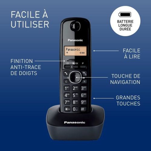 Téléphone Sans Fil  Kx-tg1611frh – Dect Avec Répondeur Et Écran LCD