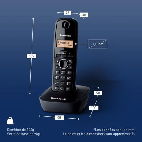 Téléphone Sans Fil  Kx-tg1611frh – Dect Avec Répondeur Et Écran LCD