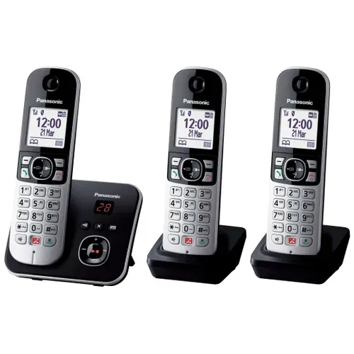 Téléphone sans fil répondeur PANASONIC KX-TG6863FRB Trio vue de profil