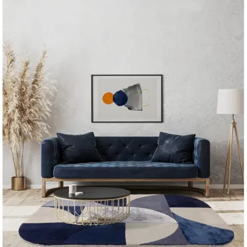 Tapis De Salon Lavo En Laine - Bleu - 160x230 Cm