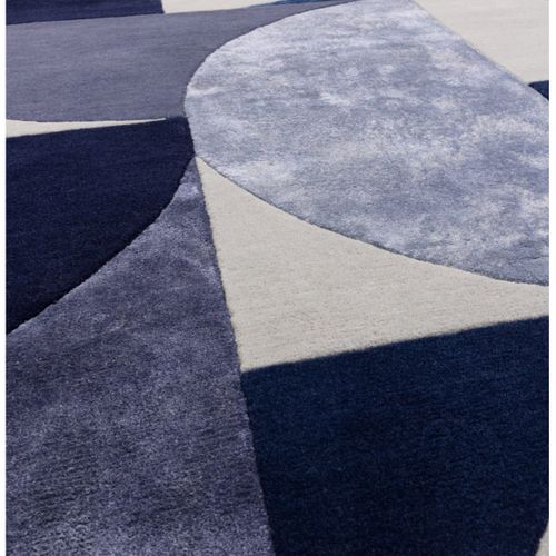 Tapis De Salon Lavo En Laine - Bleu - 160x230 Cm