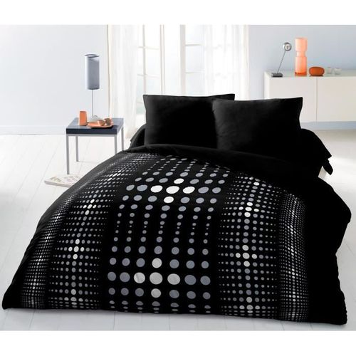 Parure De Couette Microfibre Steevy 220x240 Cm Et 2 Taies D'oreillers 63x63cm - Noir