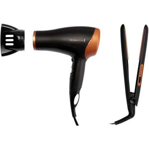Coffret Cadeau - Seche Cheveux Ionique 2000w Et Lisseur Plaques Flottantes Ceramic - D3012gp