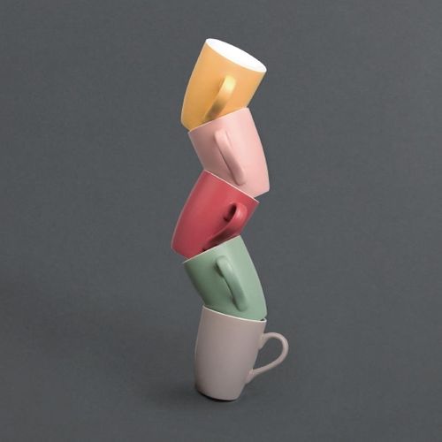 Mug Pastel Mat Rouge 320 Ml - Lot De 6 -