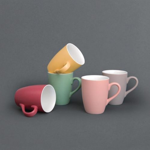 Mug Pastel Mat Rouge 320 Ml - Lot De 6 -