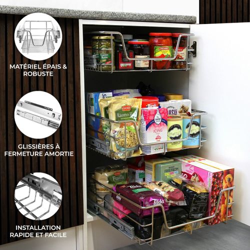 2 Paniers Coulissants Pour Placard De Cuisine De 60cm