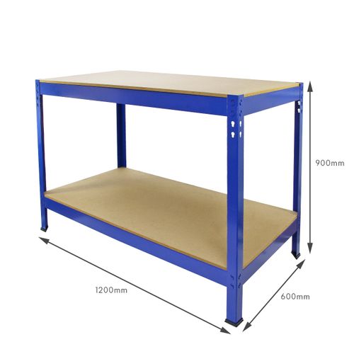 2 X Rayonnage T-rax 90cm Bleu et Etabli De Travail Q-rax Bleu 120 Cm Acier Garage