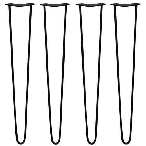 4 Pieds Table En épingle À Cheveux Skiski Legs 71cm Acier Noir 2 Tiges 10mm
