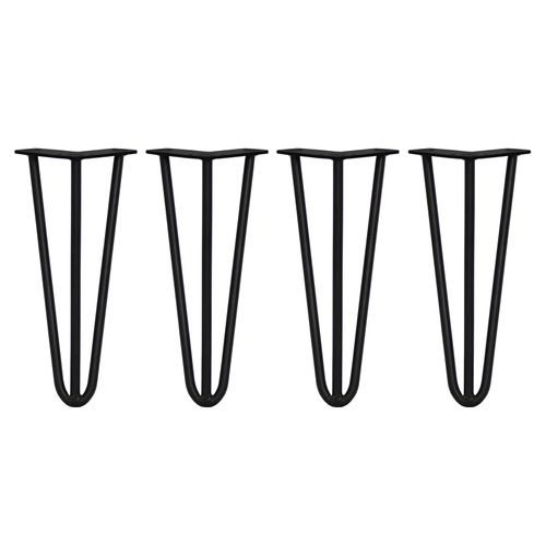 4 Pieds Table En épingle À Cheveux Skiski Legs 30,5cm Acier Noir 3 Tiges 12mm