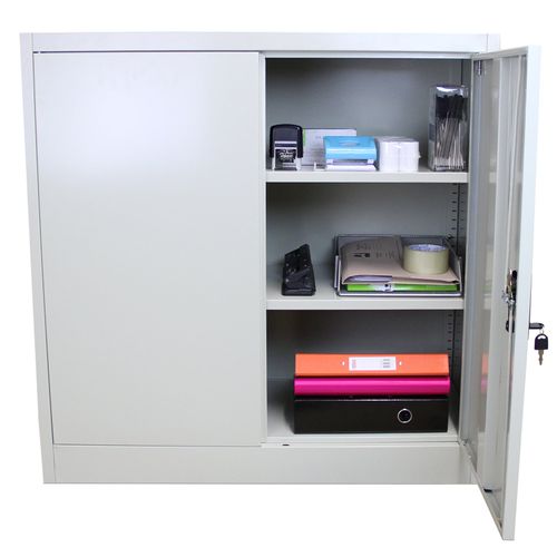 Armoire De Classement Acier Gris 90 X 90 X 40 Cm Métallique 2 Portes 2 étagères