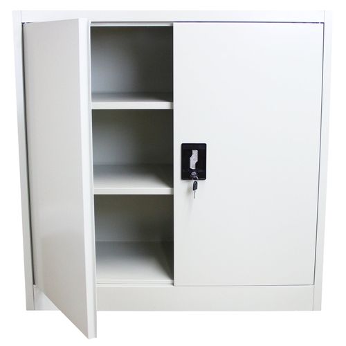 Armoire De Classement Acier Gris 90 X 90 X 40 Cm Métallique 2 Portes 2 étagères
