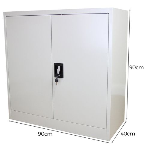 Armoire De Classement Acier Gris 90 X 90 X 40 Cm Métallique 2 Portes 2 étagères