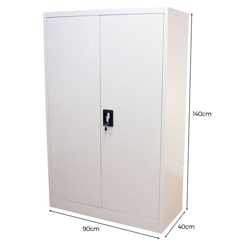 Armoire De Classement Acier Gris 140 X 90 X 40 Cm Métallique 2 Portes 3 étagères