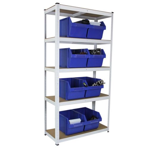 Etagère E-rax Blanc 90 X 40 X 180cm En Acier Galvanisé 5 Niveaux Capacité 1000kg