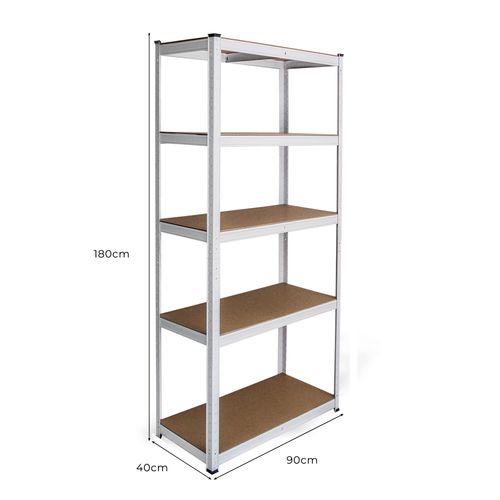 Etagère E-rax Blanc 90 X 40 X 180cm En Acier Galvanisé 5 Niveaux Capacité 1000kg