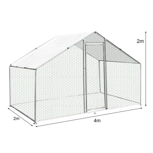 Enclos Poulailler 4mx2mx2m Cage Volière Parc Grillagé Animaux Volaille Canard
