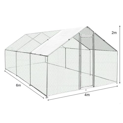 Enclos Poulailler 4mx6mx2m Cage Volière Parc Grillagé Animaux Volaille Canard