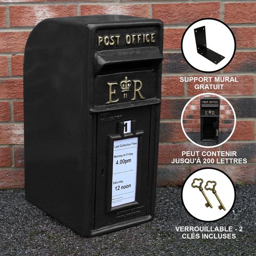Boîte Aux Lettres Mariage Mural En Fonte Avec Support Réplique Authentique Pilier Verrouillable Boite Aux Lettres Bleue