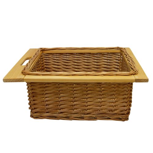 Panier De Rangement Coulissants En Pin 50cm Brun Solide Cuisine Salle De Bain